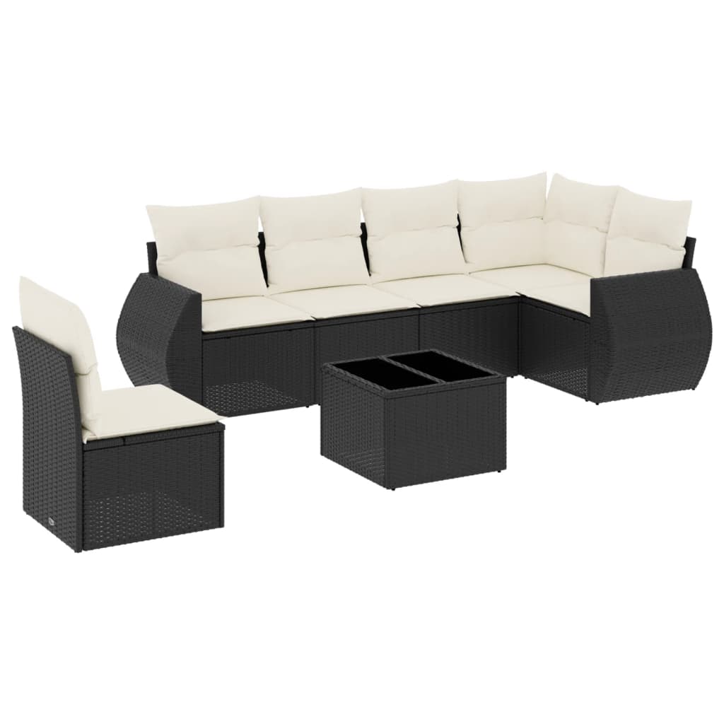 Set Divani da Giardino con Cuscini 7pz Nero Polyrattan 3221435