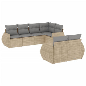 Set Divani da Giardino 7 pz con Cuscini Beige in Polyrattancod mxl 112375