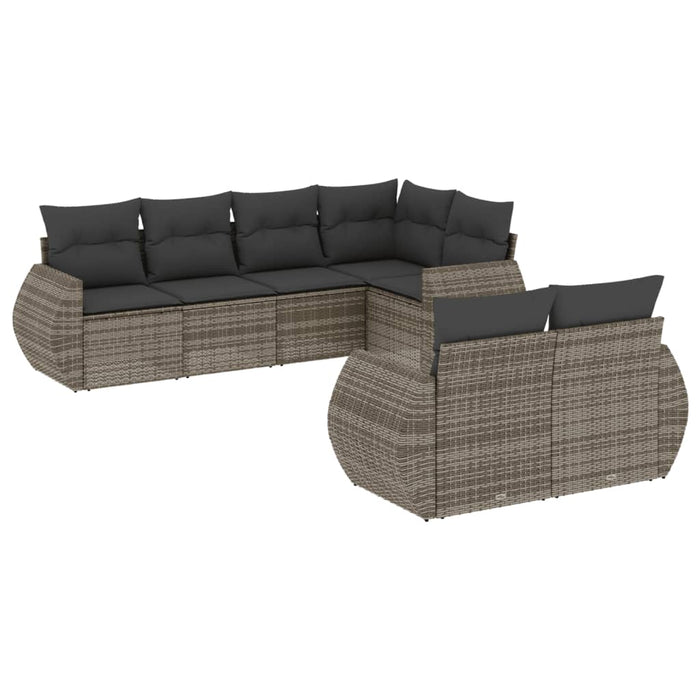 Set Divani da Giardino 7 pz con Cuscini Grigio in Polyrattan 3221609