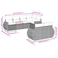 Set Divani da Giardino 7 pz con Cuscini Grigio in Polyrattan 3221609