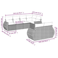 Set Divani da Giardino 7pz con Cuscini Grigio Chiaro Polyrattan 3221611