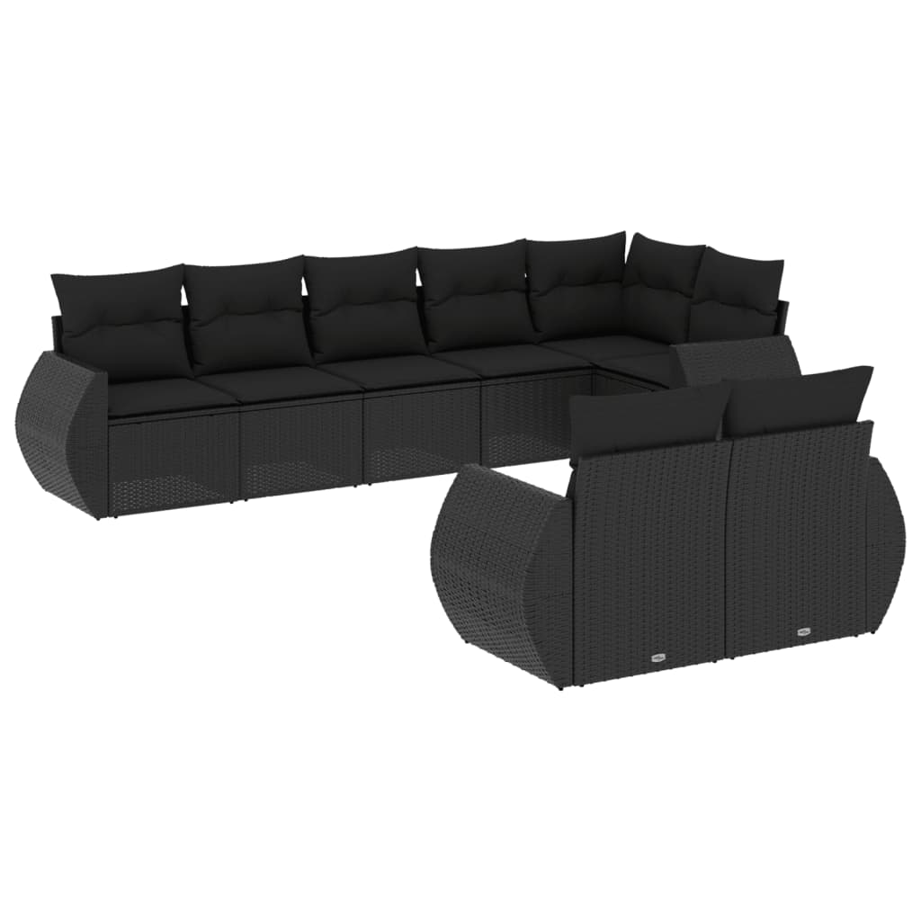 Set Divani da Giardino con Cuscini 8 pz Nero in Polyrattancod mxl 90269