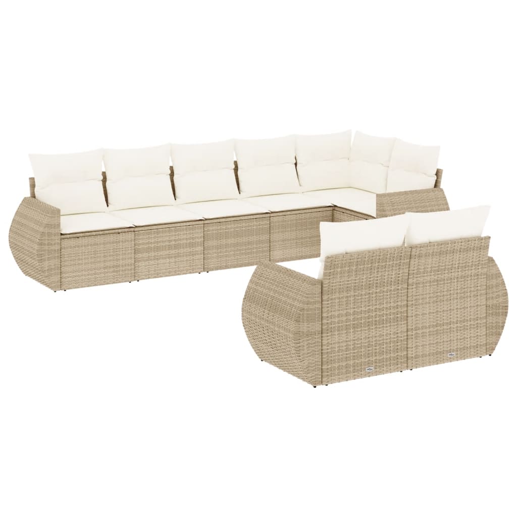 Set Divano da Giardino 8 pz con Cuscini Beige in Polyrattancod mxl 112379