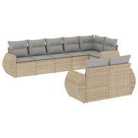 Set Divano da Giardino 8 pz con Cuscini Beige in Polyrattan 3221618