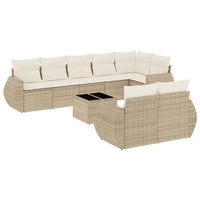 Set Divano da Giardino 9 pz con Cuscini Beige in Polyrattan 3221627