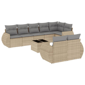 Set Divano da Giardino 9 pz con Cuscini Beige in Polyrattancod mxl 88362