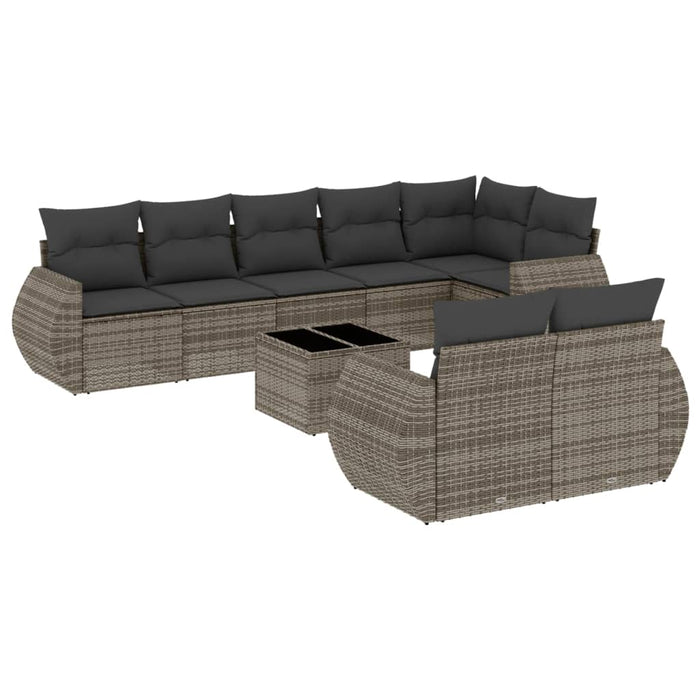 Set Divano da Giardino 9 pz con Cuscini Grigio in Polyrattancod mxl 114210