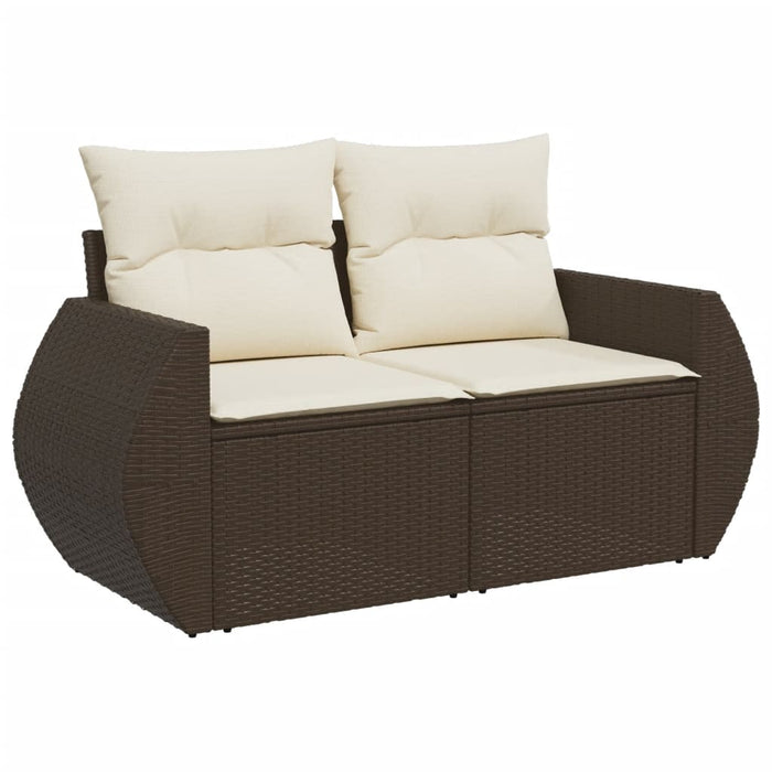 Set Divani da Giardino 9pz con Cuscini Marrone in Polyrattan 3221632