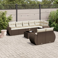 Set Divani da Giardino 9pz con Cuscini Marrone in Polyrattan 3221632