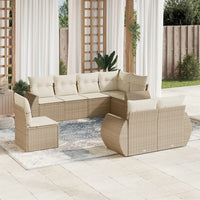 Set Divano da Giardino 8 pz con Cuscini Beige in Polyrattan 3221637