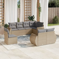 Set Divano da Giardino 8 pz con Cuscini Beige in Polyrattan 3221638