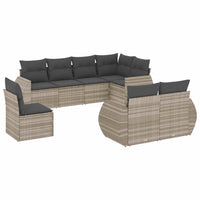 Set Divano da Giardino 8pz con Cuscini Grigio Chiaro Polyrattan 3221641