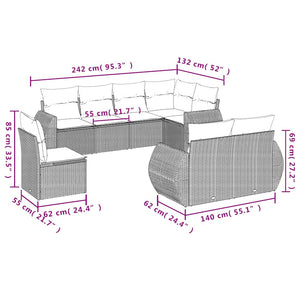 Set Divano da Giardino 8pz con Cuscini Grigio Chiaro Polyrattan 3221641