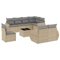 Set Divano da Giardino 9 pz con Cuscini Beige in Polyrattan 3221648