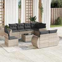 Set Divano da Giardino 9pz con Cuscini Grigio Chiaro Polyrattan 3221651