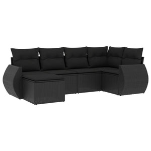 Set Divano da Giardino 6 pz con Cuscini Nero in Polyrattancod mxl 88359