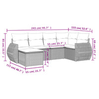 Set Divano da Giardino 6 pz con Cuscini Grigio in Polyrattan 3221659