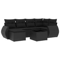 Set Divani da Giardino con Cuscini 7pz Nero Polyrattan 3221664