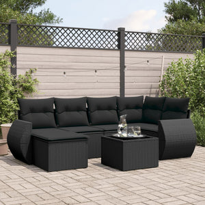 Set Divani da Giardino con Cuscini 7pz Nero Polyrattan 3221664