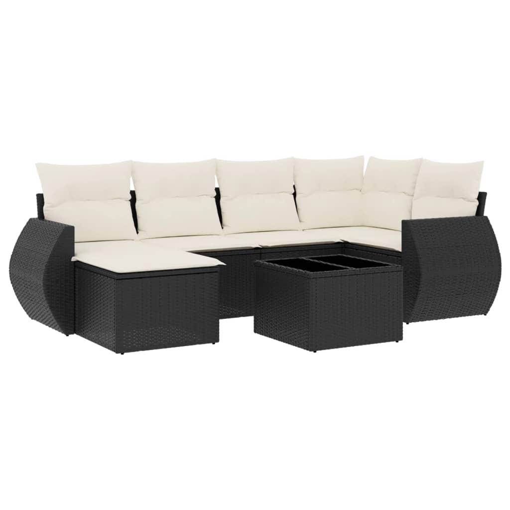 Set Divani da Giardino con Cuscini 7pz Nero Polyrattan 3221665