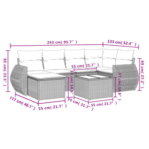 Set Divani da Giardino con Cuscini 7pz Nero Polyrattan 3221665