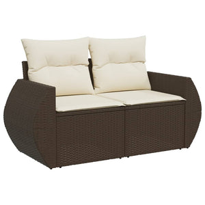 Set Divani da Giardino 7 pz con Cuscini Marrone in Polyrattan 3221672