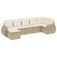 Set Divani da Giardino 7 pz con Cuscini Beige in Polyrattan 3221677