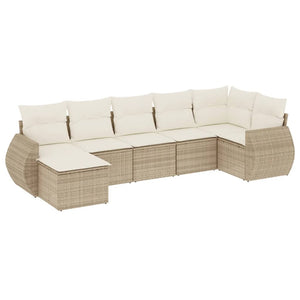 Set Divani da Giardino 7 pz con Cuscini Beige in Polyrattancod mxl 90330