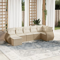 Set Divani da Giardino 7 pz con Cuscini Beige in Polyrattan 3221677