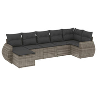 Set Divani da Giardino 7 pz con Cuscini Grigio in Polyrattan 3221679