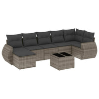 Set Divano da Giardino 8 pz con Cuscini Grigio in Polyrattan 3221689