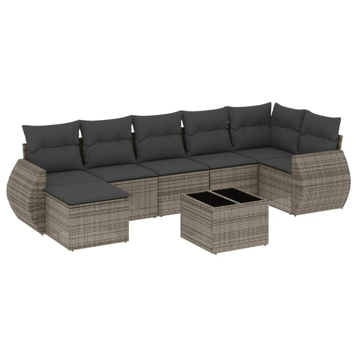 Set Divano da Giardino 8 pz con Cuscini Grigio in Polyrattan 3221689