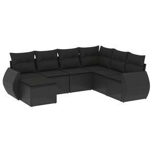 Set Divani da Giardino con Cuscini 7pz Nero Polyrattan 3221694