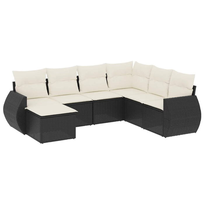 Set Divani da Giardino con Cuscini 7pz Nero Polyrattancod mxl 113794