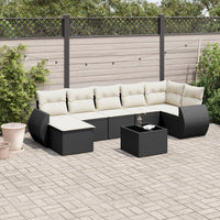 Set Divani da Giardino con Cuscini 7pz Nero Polyrattancod mxl 113794