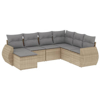 Set Divani da Giardino 7 pz con Cuscini Beige in Polyrattan 3221698