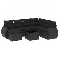 Set Divani da Giardino con Cuscini 8 pz Nero in Polyrattancod mxl 114343