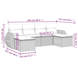 Set Divano da Giardino 6 pz con Cuscini Nero in Polyrattan 3221715