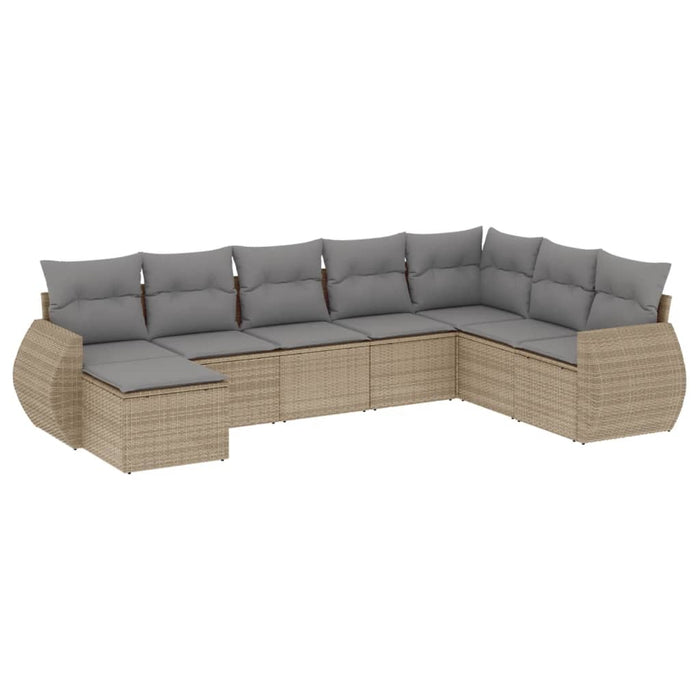 Set Divano da Giardino 8 pz con Cuscini Beige in Polyrattan 3221758