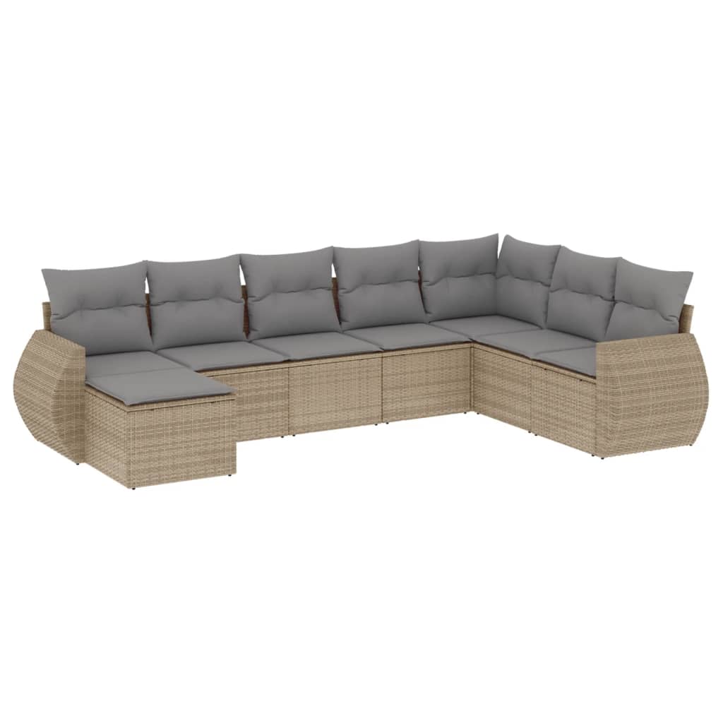 Set Divano da Giardino 8 pz con Cuscini Beige in Polyrattancod mxl 88741