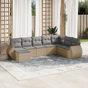 Set Divano da Giardino 8 pz con Cuscini Beige in Polyrattancod mxl 88741