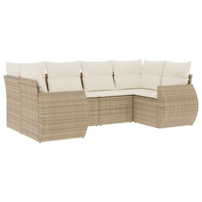 Set Divano da Giardino 6 pz con Cuscini Beige in Polyrattan 3221777