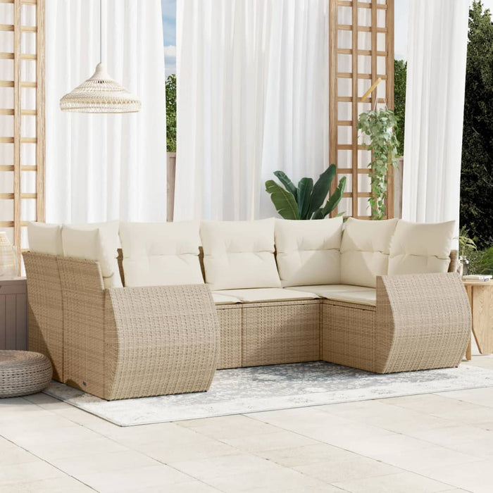 Set Divano da Giardino 6 pz con Cuscini Beige in Polyrattan 3221777