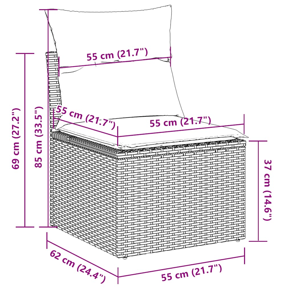 Set Divano da Giardino 6pz con Cuscini Grigio Chiaro Polyrattan 3221781