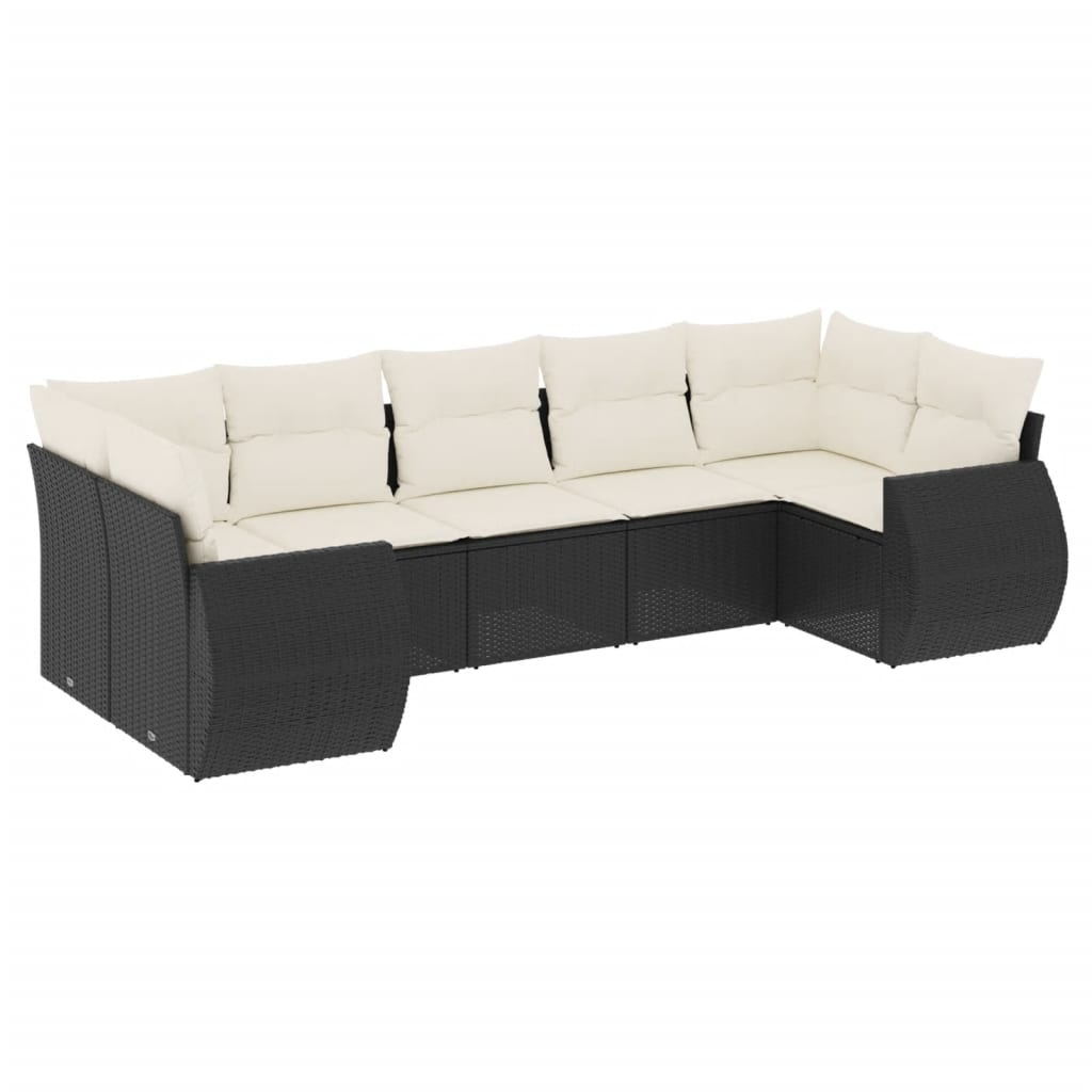 Set Divani da Giardino con Cuscini 7pz Nero Polyrattan 3221785