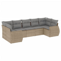 Set Divani da Giardino 7 pz con Cuscini Beige in Polyrattan 3221788