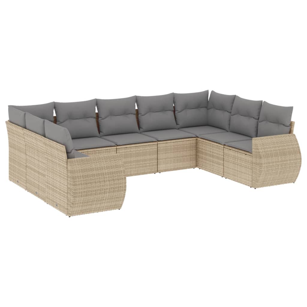 Set Divano da Giardino 9 pz con Cuscini Beige in Polyrattancod mxl 88743