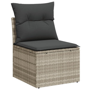 Set Divano da Giardino 9pz con Cuscini Grigio Chiaro Polyrattan 3221801