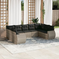 Set Divano da Giardino 9pz con Cuscini Grigio Chiaro Polyrattan 3221801