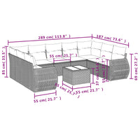 Set Divani da Giardino 10pz con Cuscini in Polyrattan Marrone 3221812